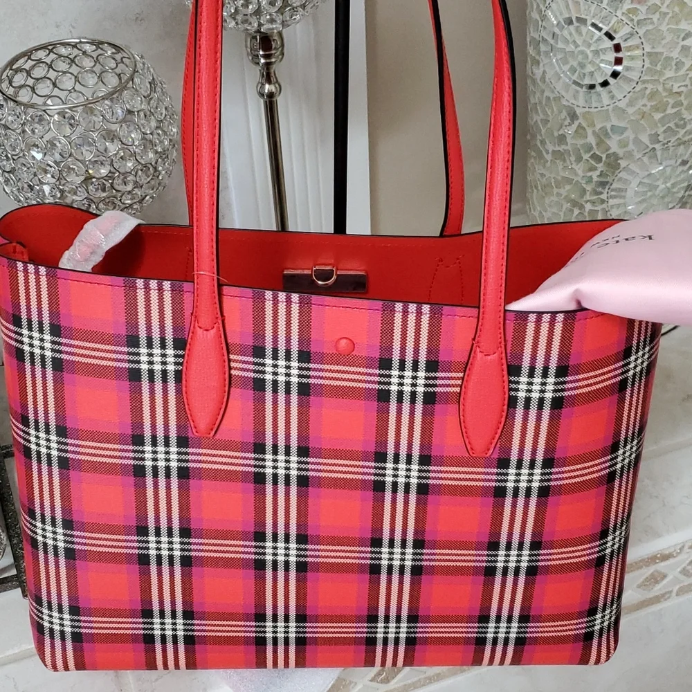 🥳🎈HOST PICK!🎈🥳  🍓 KATE SPADE All Day Foliage Plaid Tote 🍓